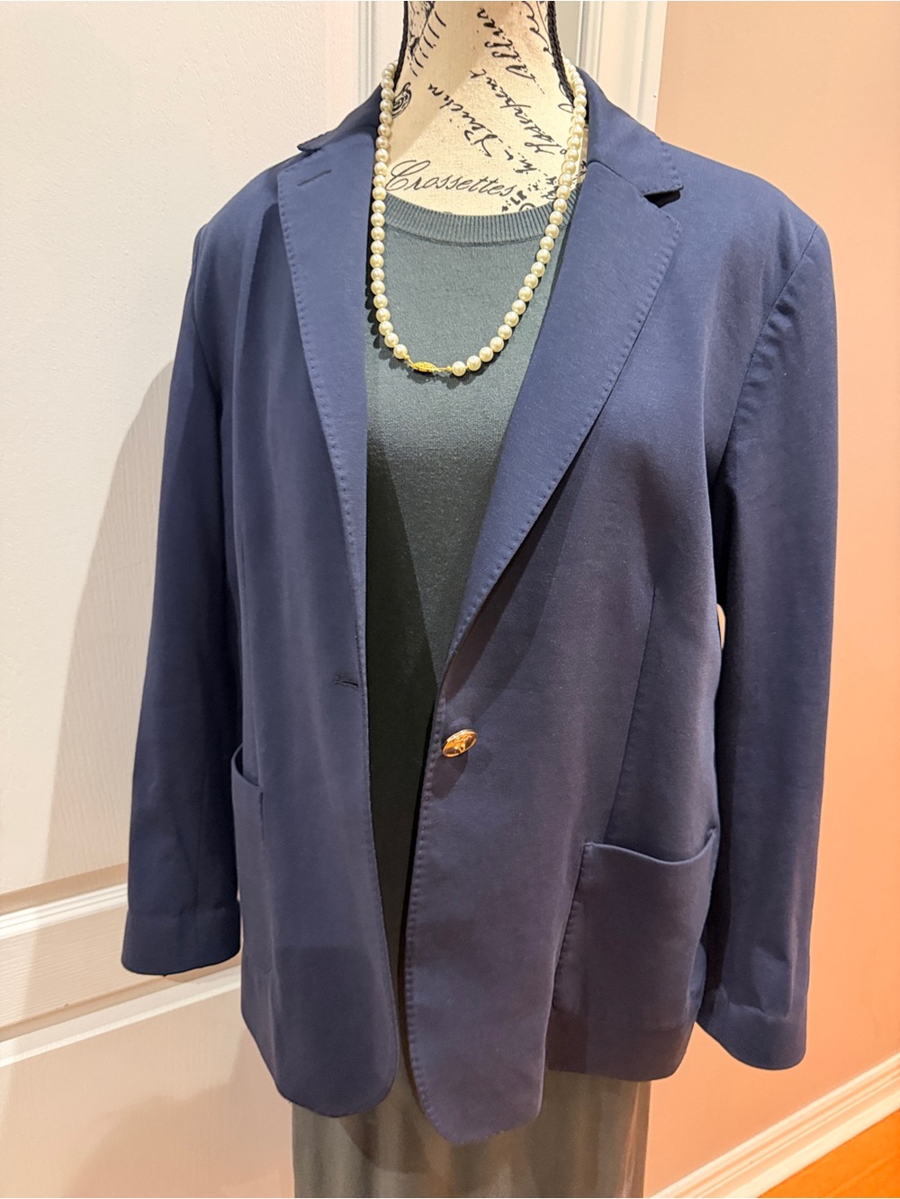 Vilagallo Classic Navy Single-Button Women's Blazer RRP over $300